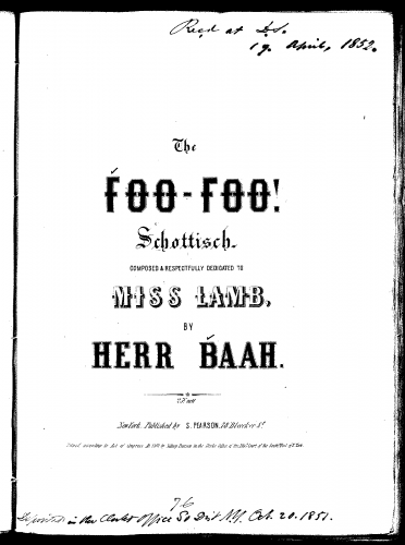Anonymous - The Foo-Foo! Schottisch - Score