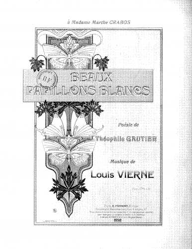 Vierne - Beaux papillons blancs - Score