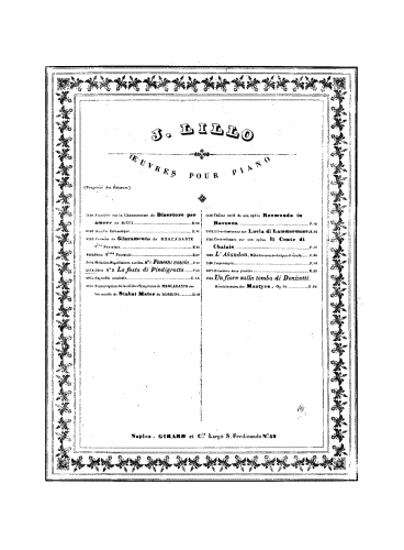 Cottrau - La Madonna di Piedigrotta - For Piano solo (Lillo) - Score