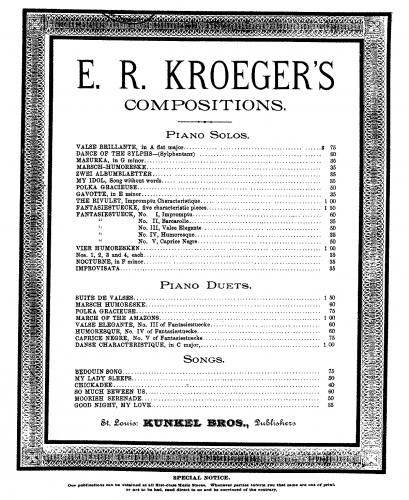 Kroeger - Bedouin Song - Score