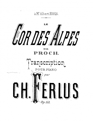 Proch - Das Alpenhorn, Op. 18 - For Simplified Piano (Ferlus) - Score