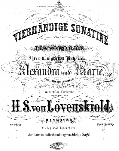 Løvenskiold - Sonatina - Piano Duet Scores - Score