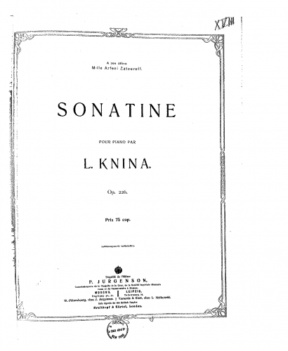 Knina - Sonatine - Score