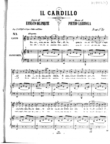 Labriola - Il cardillo - complete score