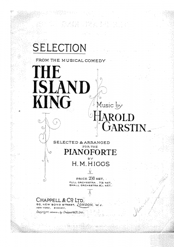 Garstin - The Island King - Selections For Piano solo (Higgs) - Score