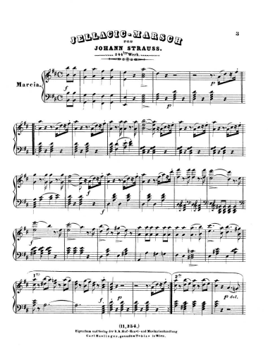 Strauss Sr. - Jellacic-Marsch, Op. 244 - For Piano solo - Score