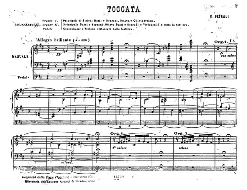 Petrali - Toccata in D major - Score