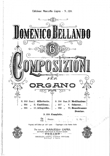 Bellando - 6 Composizioni per Organo - Score