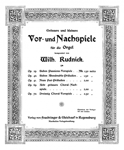 Rudnick - 7 Passions-Vorspiele - Score