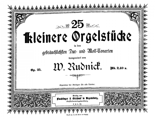 Rudnick - 25 kleinere Orgelstücke - Score