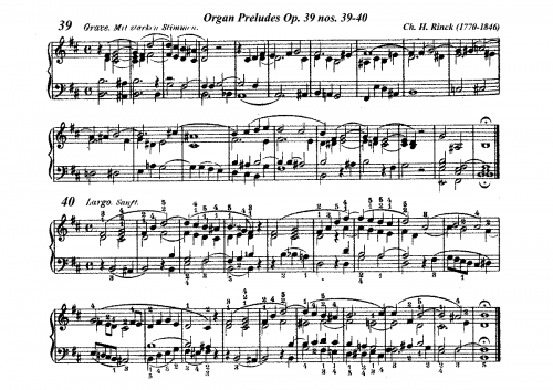 Rinck - 40 kleine, leichte und vermischte Orgelpräludien, Op. 37 - Preludes 39 (complete) and 40 (?)