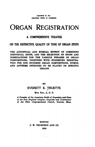 Truette - Organ Registration - Books - Complete Book