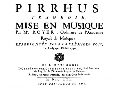 Royer - Pyrrhus - Score
