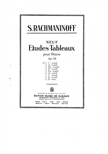 Rachmaninoff - Etudes-tableaux - Piano Score - 1. Allegro agitato (C minor)