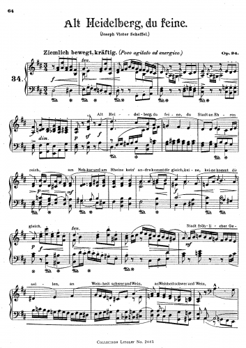 Jensen - Alt Heidelberg, du feine - For Piano solo (Schultze-Biesantz?) - Score