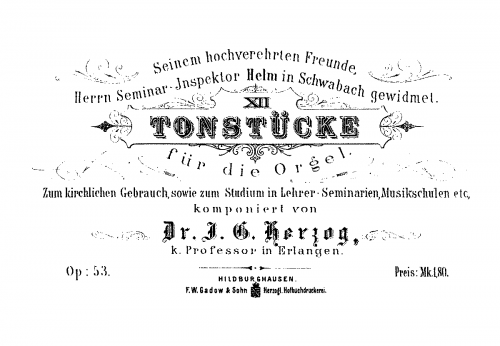Herzog - 12 Tonstücke - Score