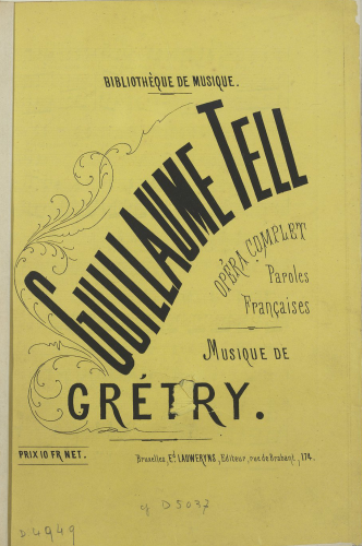 Grétry - Guillaume Tell - Vocal Score - Score