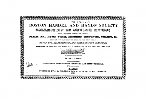 Mason - The Boston Handel and Haydn Society Collection of Church Music - Score