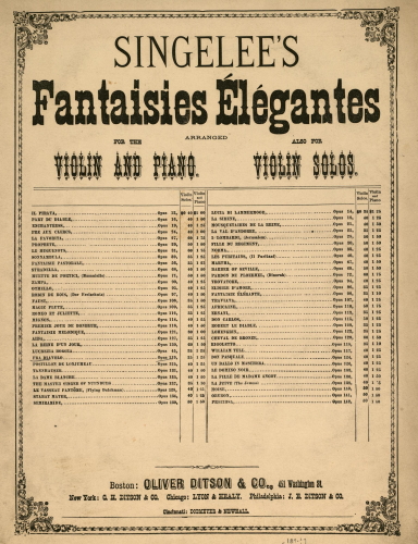 Singelée - Fantaisie sur des motifs de l'opéra Fra Diavolo, Op. 119 - piano score