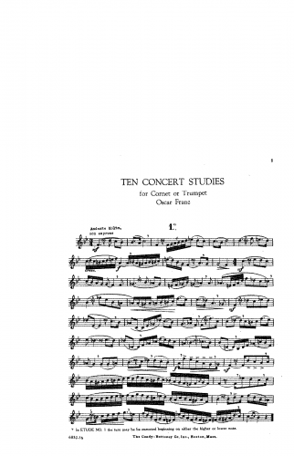 Franz - 10 Concert Studies - Arrangements and transcriptions For Trumpet or Cornet - Trumpet Score