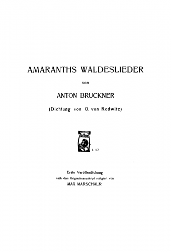 Bruckner - Wie bist du, Frühling, gut und treu - Score
