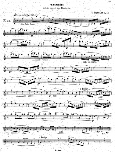 Baermann - Conzertstück für die Clarinette in Es no.1, mit Begleitung des grossen Orchesters oder des Pianoforte - Selections - Clarinet solo