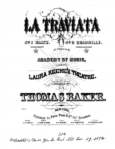 Baker - Waltz and Quadrille after Verdi's La Traviata - Waltz