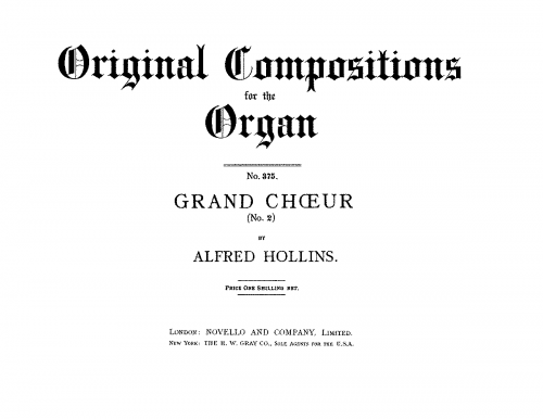 Hollins - Grand Choeur No. 2 - Score