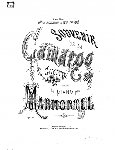 Marmontel - Souvenir de La Camargo - Score
