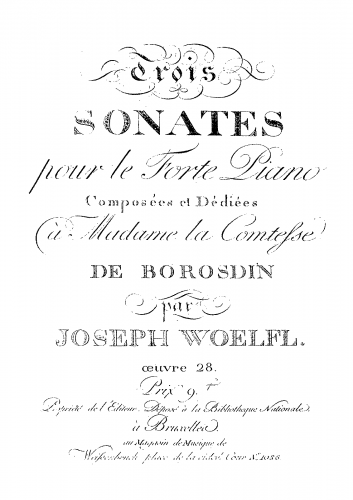 Woelfl - 3 Piano Sonatas, Op. 28 - Score