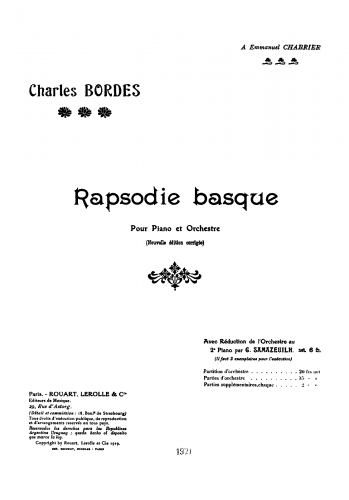 Bordes - Rhapsodie basque - Score