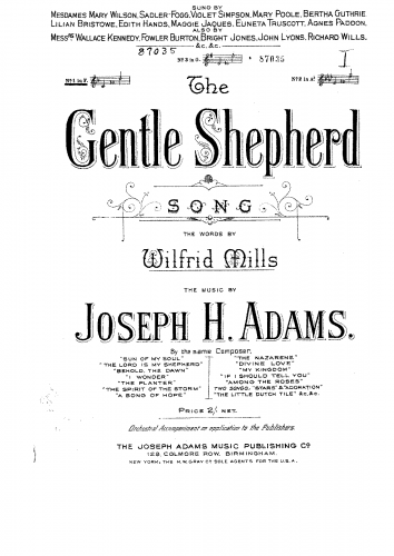 Adams - The Gentle Shepherd - Score