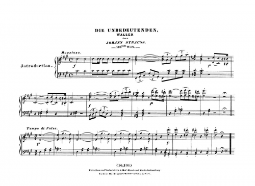 Strauss Sr. - Die Unbedeutenden, Op. 195 - For Piano solo - Score