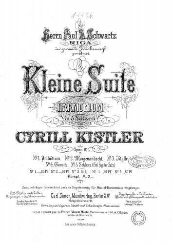 Kistler - Little Pieces for Harmonium - Score