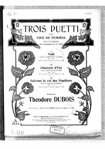 Dubois - 3 Duetti pour voix de femmes, soli ou ch?urs - 1. Noël