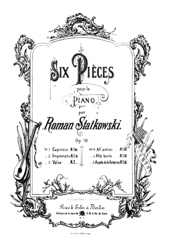 Statkowski - Six Pièces, Op. 16 - Score