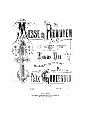 Verdi - Requiem - Agnus Dei (No. 5) For Piano solo (Godefroid) - Score