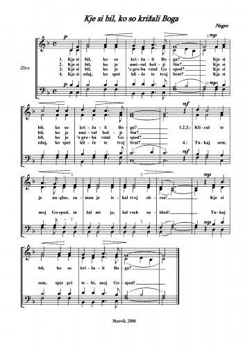 Anonymous - Kje si bil, ko so kri?ali Boga - SATB score in PDF