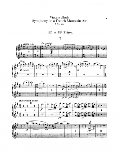 Indy - Symphonie sur un Chant Montagnard Français, Op. 25