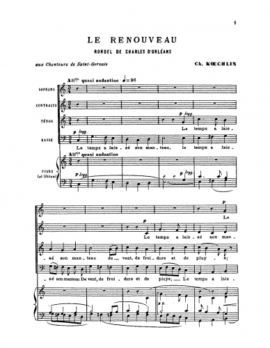 Koechlin - 6 Rondels, Op. 1 - Vocal Score - Score