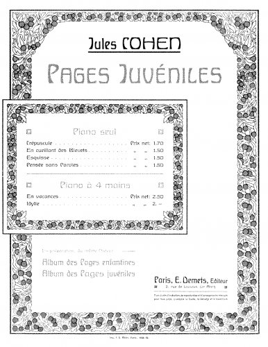 Cohen - Pages juveniles - Score