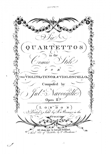Navoigille - 6 String Quartets 'In The Comic Stile', Op. 2