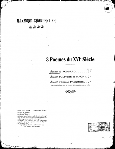 Charpentier - 3 Poemes du XVIe Siècle - 1. Sonnet de Ronsard