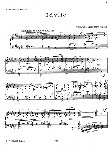 Glazunov - Idylle, Op. 103 - Score