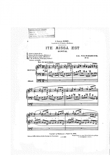 Tournemire - Suite de morceaux - Organ Scores No. 7. Ite Missa est - Sortie (Op. 24 No. 3) - Score