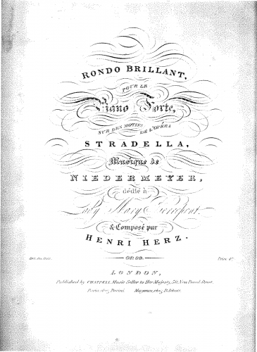Herz - Rondo Brillant sur de Motifs de l'Opéra Stradella de Niedermeyer, Op. 99 - Score