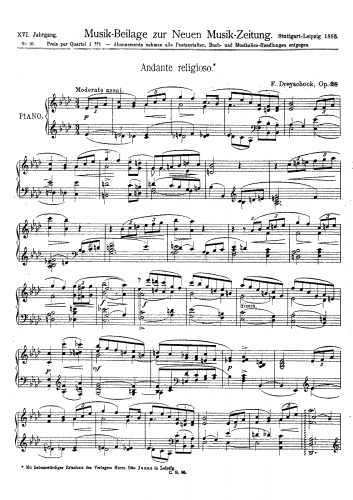 Dreyschock - Andante religioso - Piano Score - Score