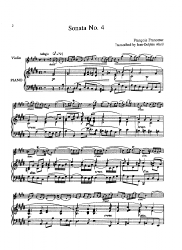 Francur - Cello Sonata in E Major - For Violin and Piano (Alard) - Piano score