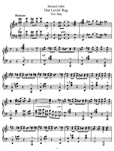 Adler - Dat Lovin' Rag - For Piano solo (Composer & Smalley) - Score