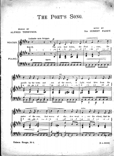 Parry - 3 Songs, op.12 - 1. The Poet's Song